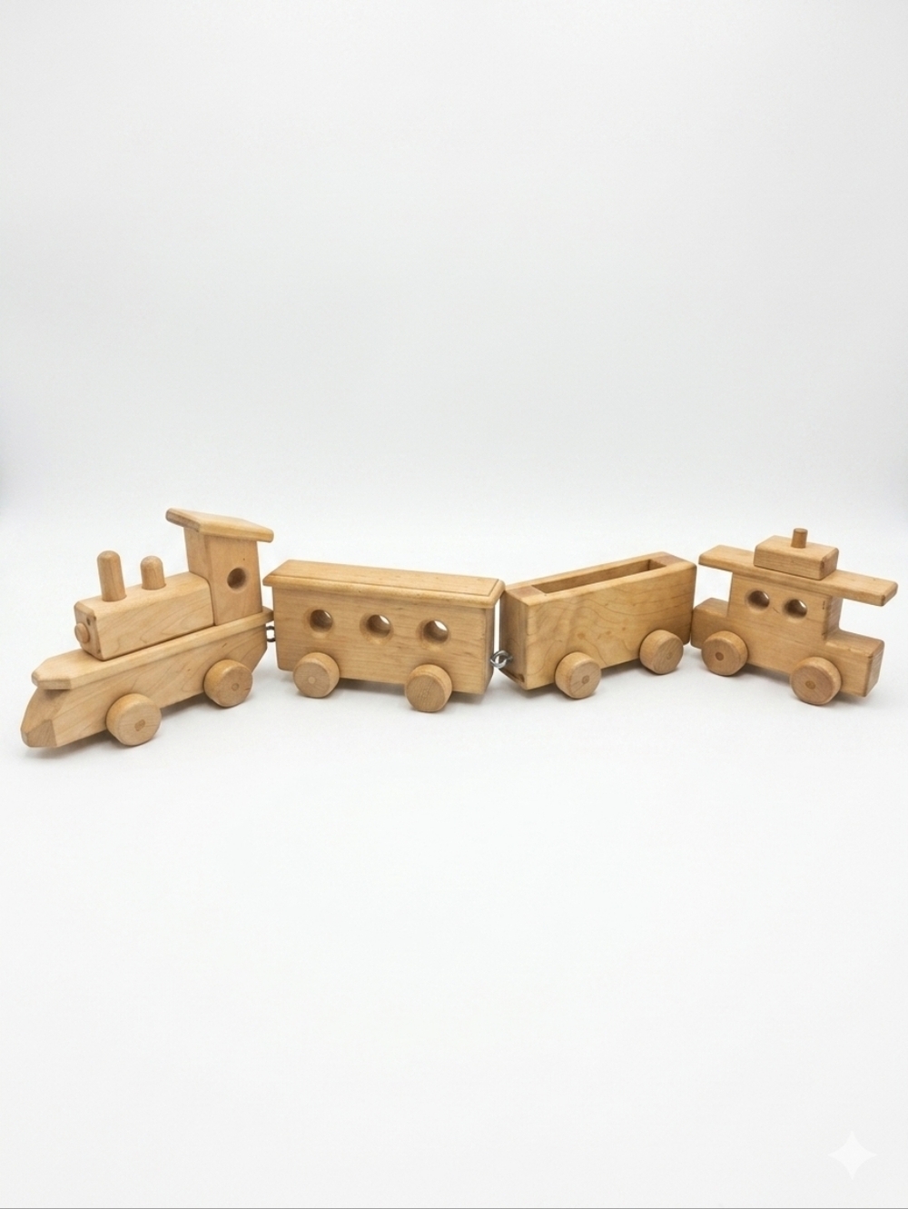 Vintage Don Kowalski "The Blind Woodworker" Solid Hardwood Toy Train – 4-Piece